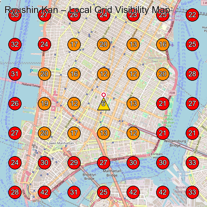 Ryushin Kan GeoGrid visibility map for Martial Arts School in New York
